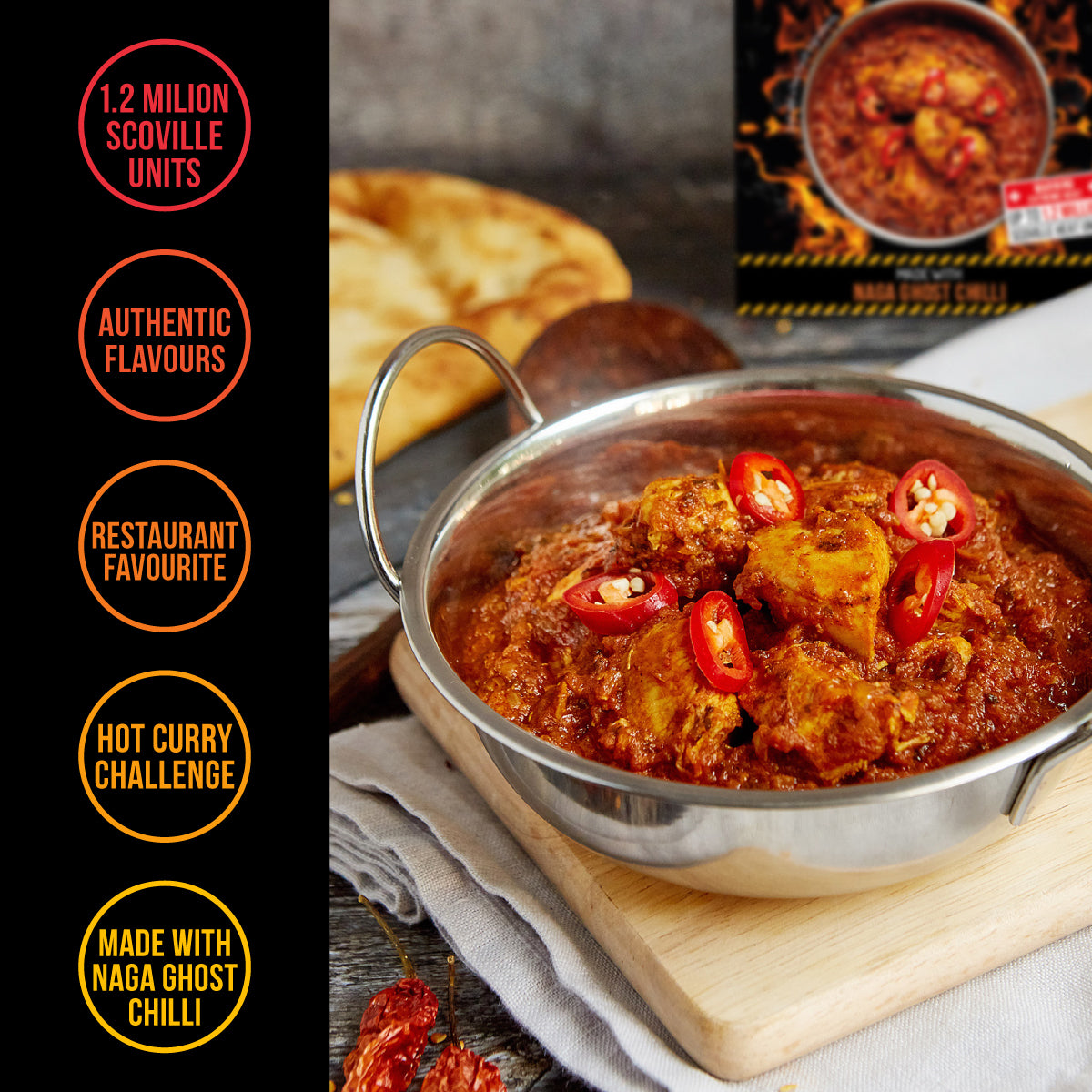Phaal Curry made with Naga Ghost Chilli Recipe Kit